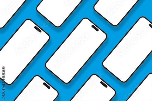 Mockup set of levitating modern realistic smartphones