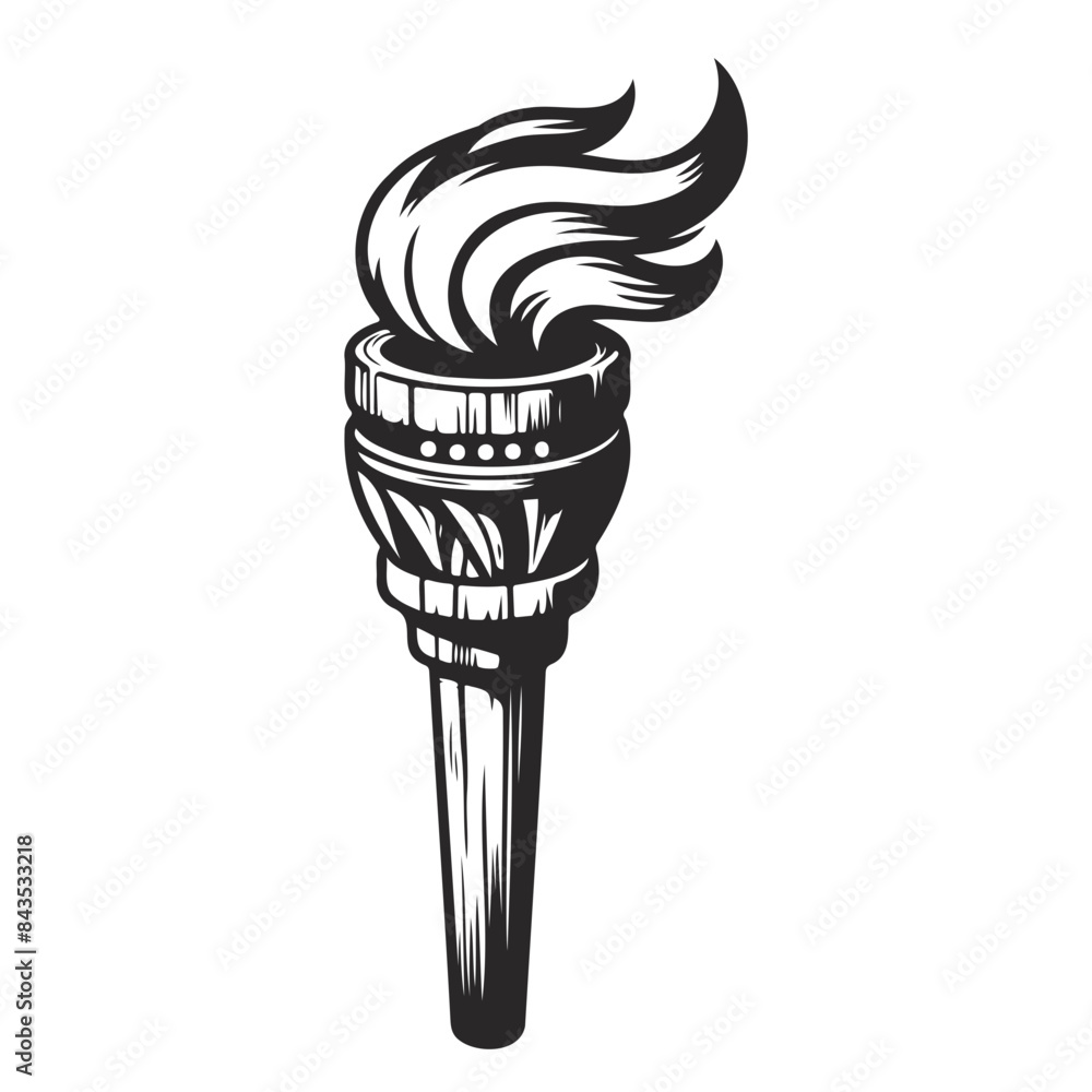 Classic Torch Illustration in Black and White Classic Torch Illustration in Black and White