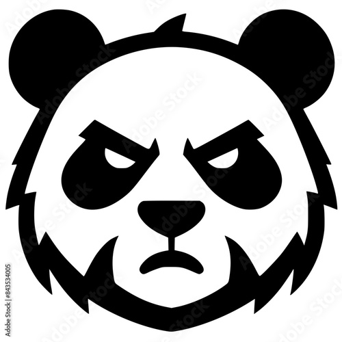 Cartoon silhouette of an angry panda face