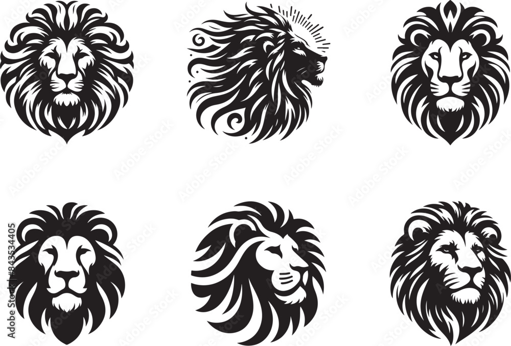 Fototapeta premium Lion Face Silhouette Vector illustration
