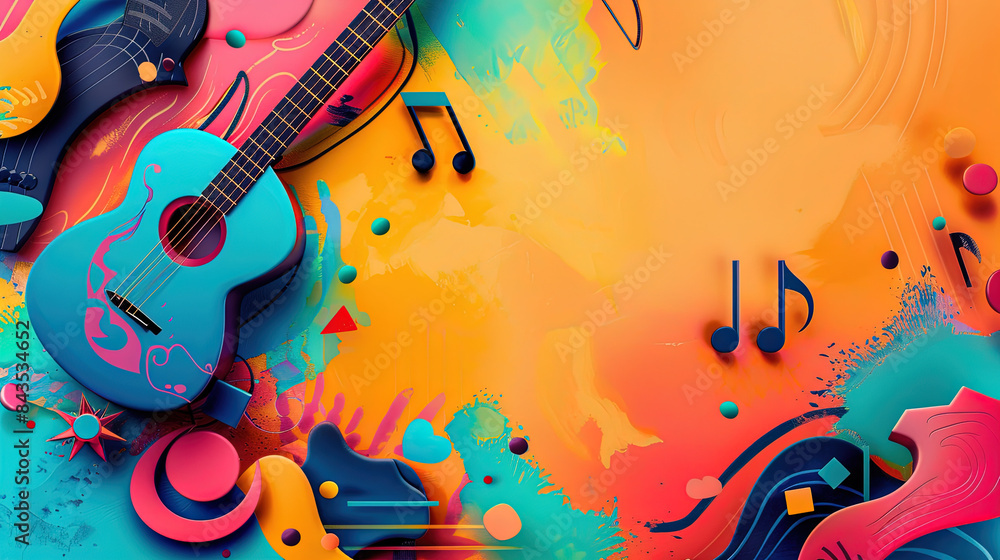 Fototapeta premium Retro Music Gear in a Colorful Creative Setting
