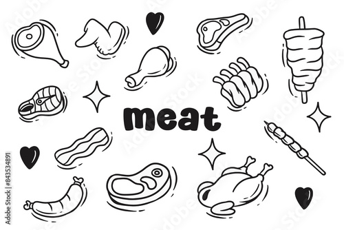 meat with doodles style good for background