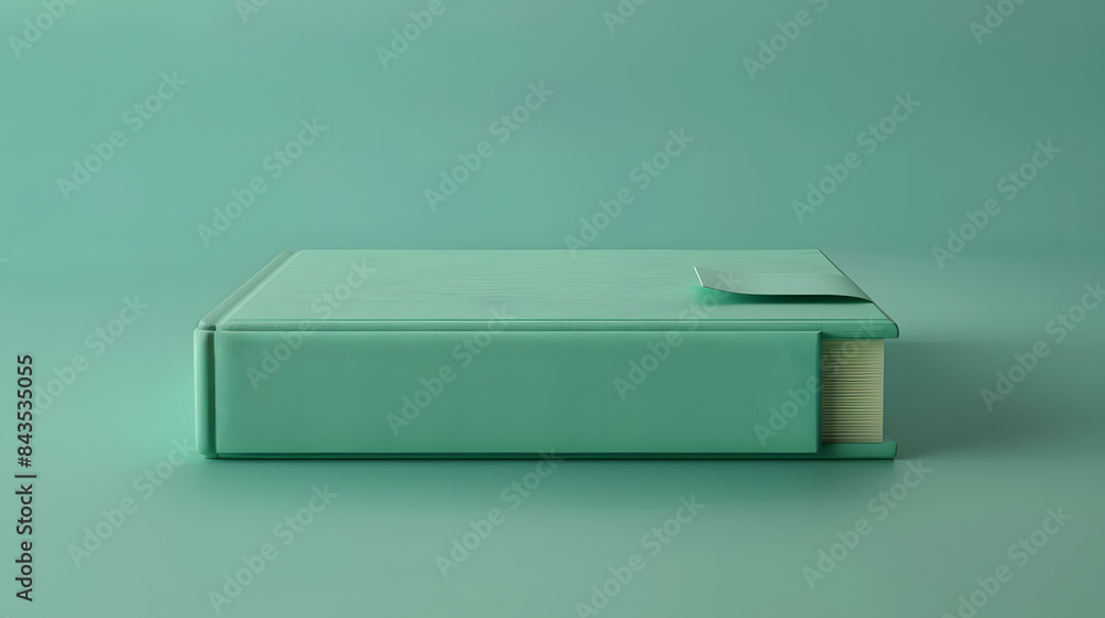3D render of a green book with a bookmark on top. Minimal background. Simple composition. High resolution. High quality. 3D render of a green book with a bookmark on top. Minimal background. Simple composition. High resolution. High quality.