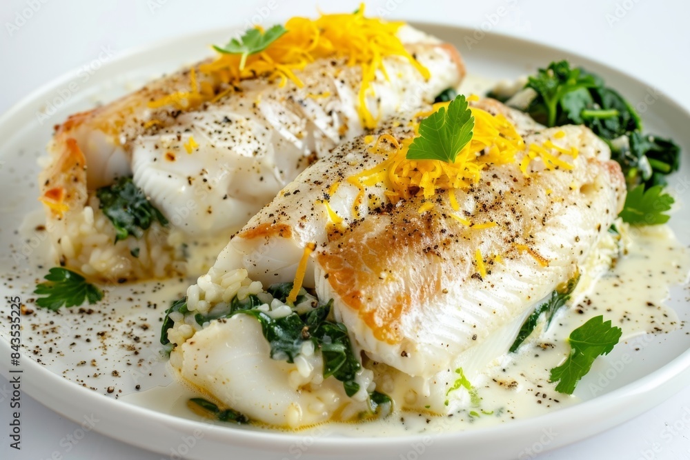 Elegant Baked Flounder with Creamy Spinach and Garlic Stuffing Elegant Baked Flounder with Creamy Spinach and Garlic Stuffing