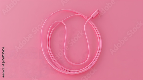3D render of a minimalist modern jump rope on a pink background. 