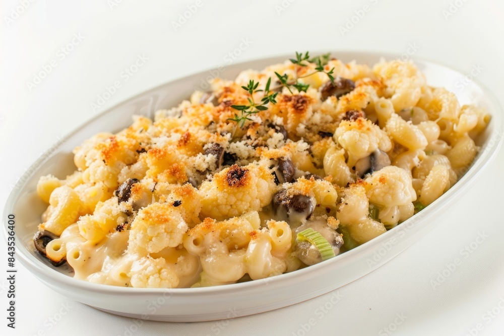 Baked Cauliflower Macaroni and Cheese with Leeks and Mushrooms - Feast for the Palate Baked Cauliflower Macaroni and Cheese with Leeks and Mushrooms - Feast for the Palate
