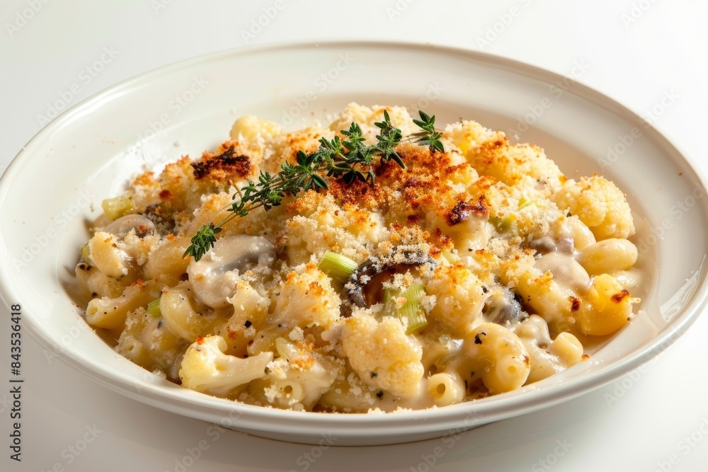 Elegant Baked Cauliflower Macaroni and Cheese with Leeks and Mushrooms Elegant Baked Cauliflower Macaroni and Cheese with Leeks and Mushrooms