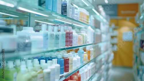 Wallpaper Mural Skincare Products in Blurred Pharmacy Section with Copy Space Torontodigital.ca