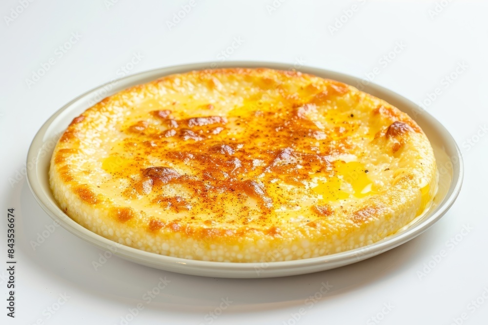 Baked Cheese Grits in Rustic Ceramic Dish Baked Cheese Grits in Rustic Ceramic Dish