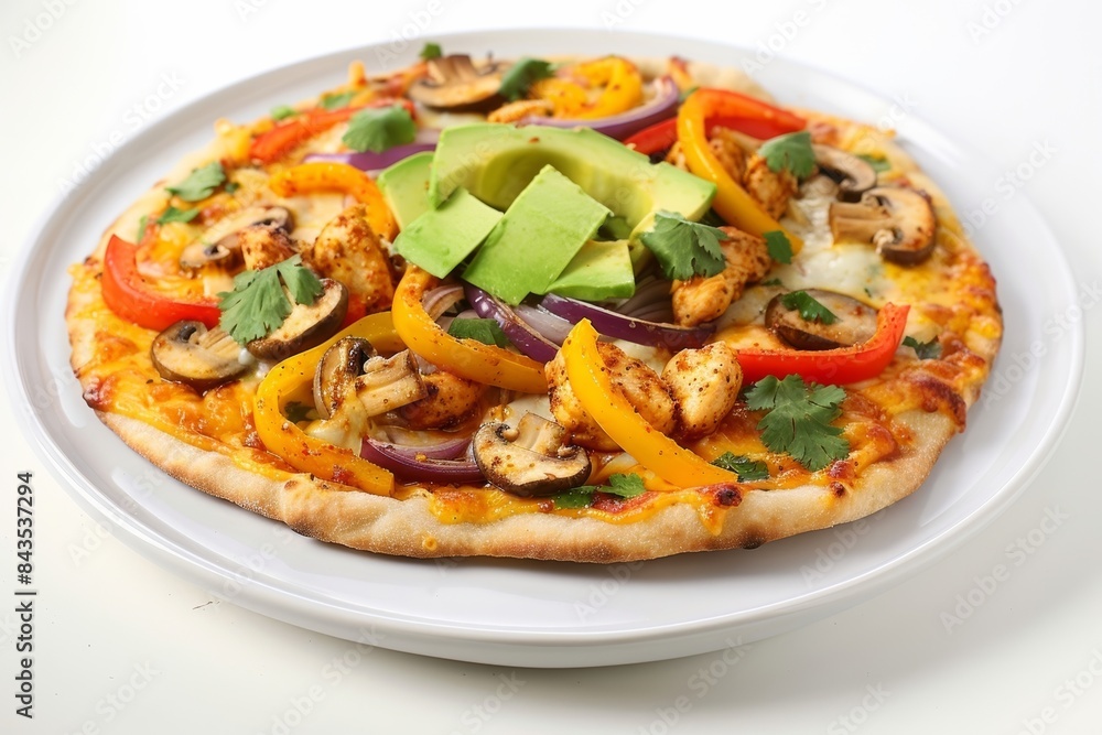 Mouthwatering Baked Chicken Fajita Naan Pizza with Melted Cheddar Cheese Mouthwatering Baked Chicken Fajita Naan Pizza with Melted Cheddar Cheese