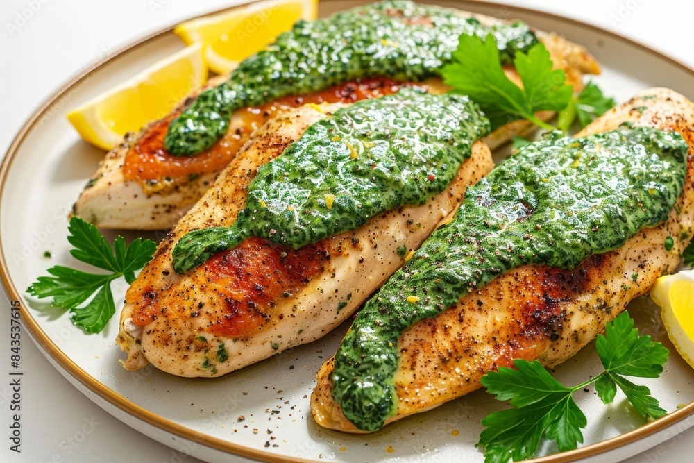 Delicious Baked Chicken with Tangy Spinach-Horseradish Sauce Delicious Baked Chicken with Tangy Spinach-Horseradish Sauce