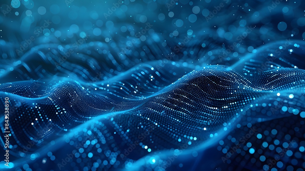 Abstract blue background of points. Cyber particles. Big data stream. Vector illustration. Abstract blue background of points. Cyber particles. Big data stream. Vector illustration.