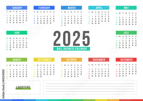 2025 Wall Business Calendar with Notes.