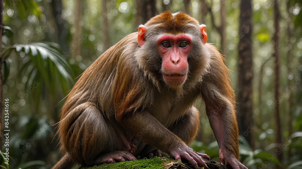 Fototapeta premium AI image generated of Stump-tailed macaque