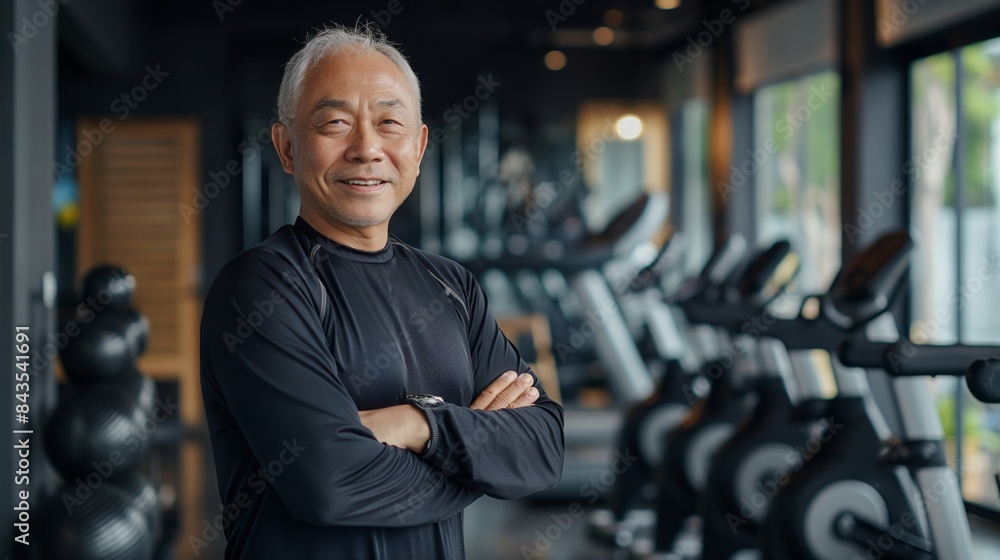 Elderly Fitness Trainer in Modern Gym, Promoting Active Lifestyles and Senior Health Elderly Fitness Trainer in Modern Gym, Promoting Active Lifestyles and Senior Health