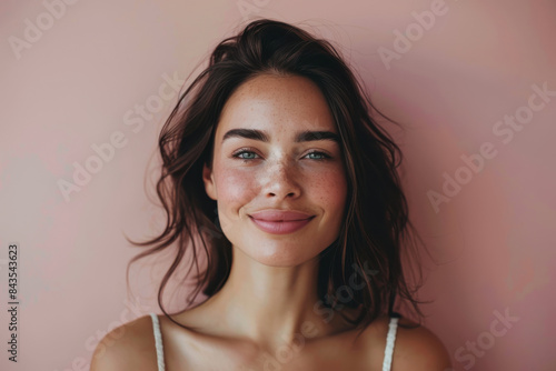 Wallpaper Mural A close up portrait of a young woman with a subtle smile Torontodigital.ca