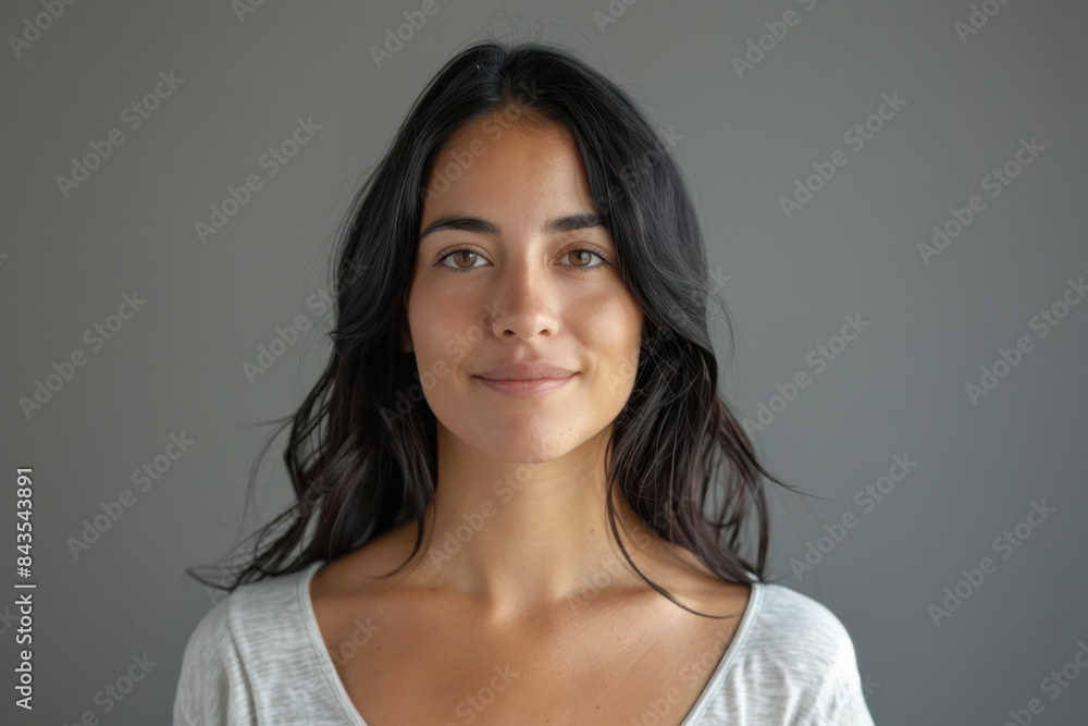 A close up portrait of a young woman with a subtle smile