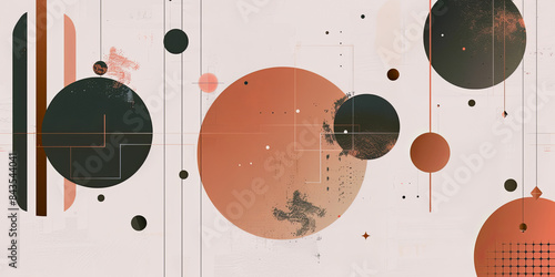 Abstract geometric background with circles, lines and dots. Vector illustration.