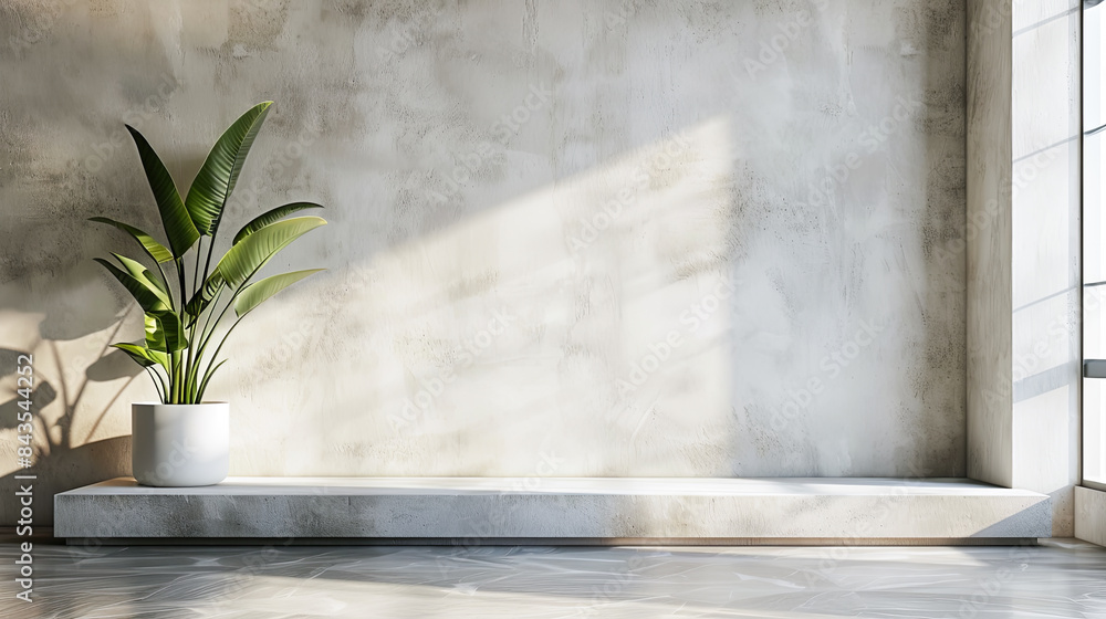 Modern interior with concrete wall, concrete floor and plant. 3d render Modern interior with concrete wall, concrete floor and plant. 3d render