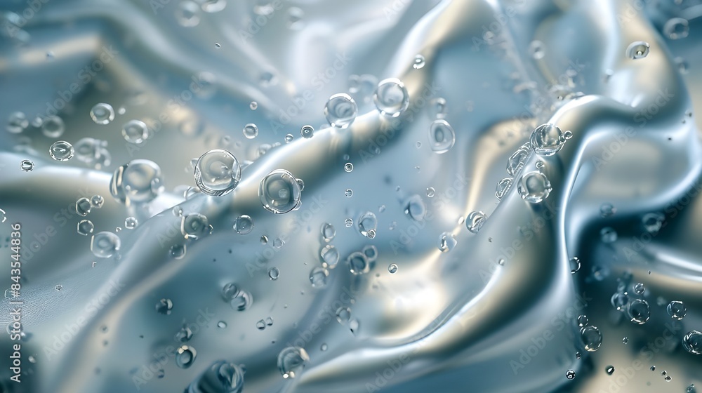 Close up of Water bubble cleans Macro fabric fiber of cloth, 3d rendering. Close up of Water bubble cleans Macro fabric fiber of cloth, 3d rendering.