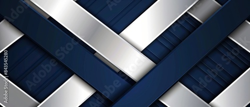 Elegant geometric background with silver and navy blue geometric patterns