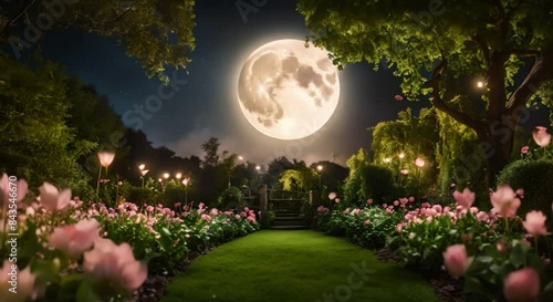 big moon over the garden