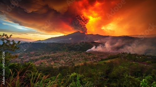 Devastating acts of nature  forest fires, volcanic eruptions, and thunderstorms impacting landscapes