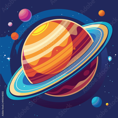 The Enigmatic Realm of Bottomless Saturn vector illustration eps 10