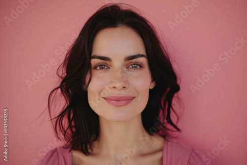 A close up portrait of a young woman with a subtle smile