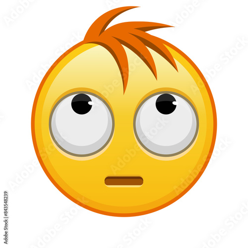 Face with rolling eyes Large size of yellow emoji smile with hair