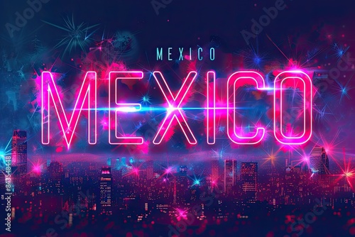 Mexico neon light city background