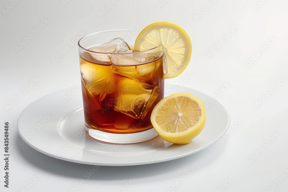 Delightful California Ice Tea Cocktail with Bourbon, Tea, and Lemon Garnish Delightful California Ice Tea Cocktail with Bourbon, Tea, and Lemon Garnish