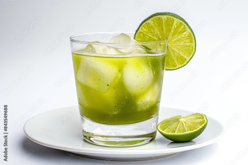 Captivating visual symphony in a glass: Caipirinha cocktail with lime Captivating visual symphony in a glass: Caipirinha cocktail with lime