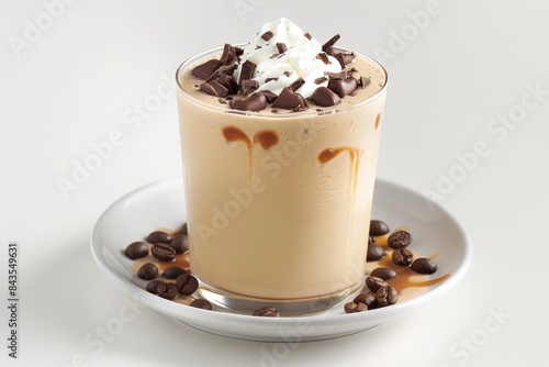 Exquisite Cafe Con Leche Shake with Sweetened Condensed Milk and Chocolate-Covered Espresso Beans © Mayatnikstudio