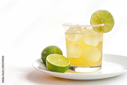 Sweet and Sour Caipiroska Cocktail with Premium Vodka and Lime Garnish © Mayatnikstudio