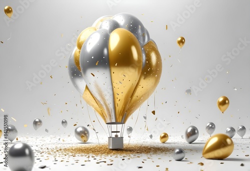 Happy golden party foil balloons with glitters