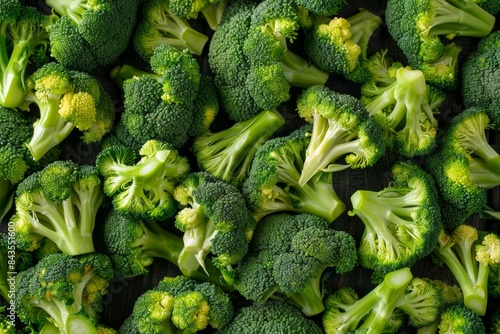 Fresh Green Broccoli Florets Background - Healthy Organic Vegetables for Cooking, Nutrition, and Vegan Diets - High-Quality Stock Photo for Food Blogs, Recipes, and Health Articles photo