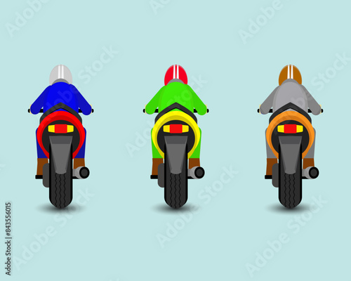 Simple motorcycle rear view cartoon vector illustration 