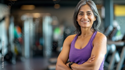 Middle Aged Indian Female Fitness Trainer in Gym Studio Setting Promoting Health and Well-being, Perfect for Fitness Campaigns, Health Blogs, and Training Posters Free Download Middle Aged Indian Female Fitness Trainer in Gym Studio Setting Promoting Health and Well-being, Perfect for Fitness Campaigns, Health Blogs, and Training Posters - GFXLoad
