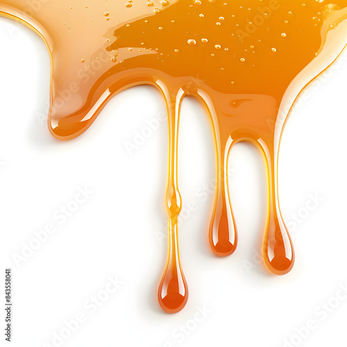 Caramel, Melted caramel, delicious caramel sauce, or maple syrup dripping isolated on white background
