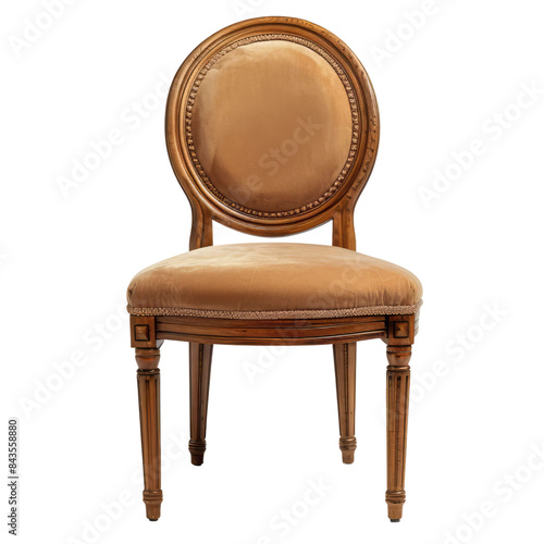 Vintage Wooden Chair with Beige Upholstery