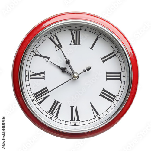 Red Clock with Roman Numerals