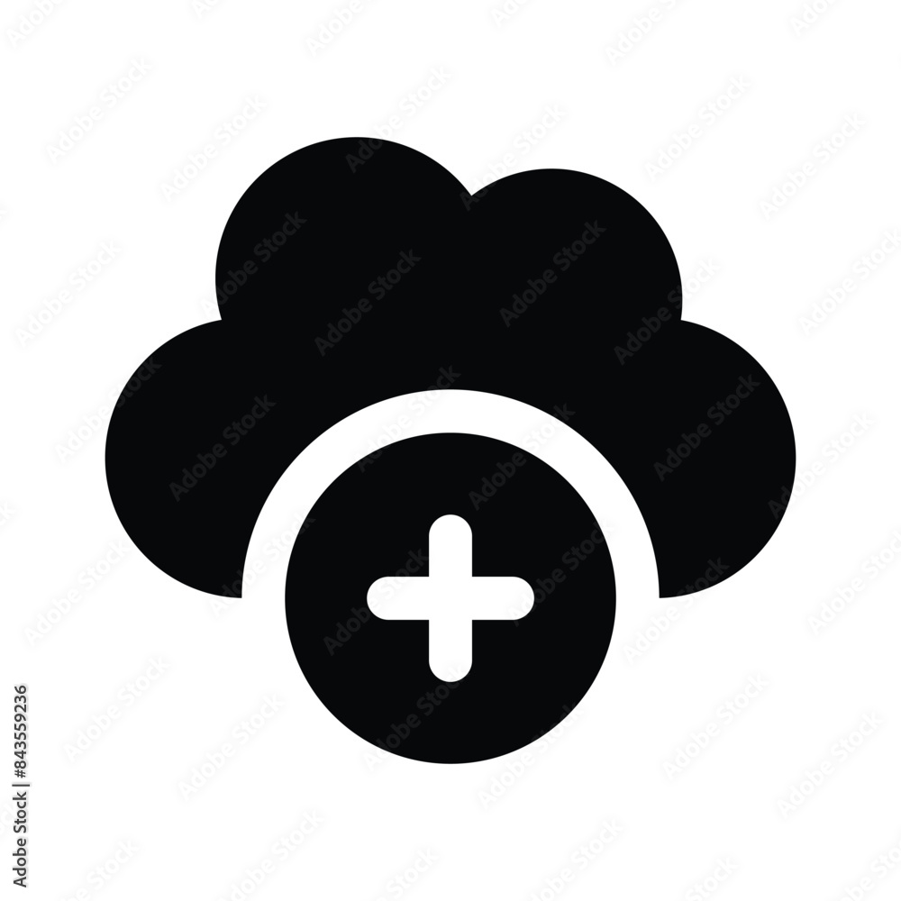 Plus sign with cloud showing icon of cloud add Plus sign with cloud showing icon of cloud add
