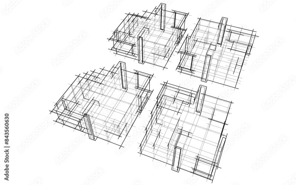 architectural drawing 3d vector illustration architectural drawing 3d vector illustration