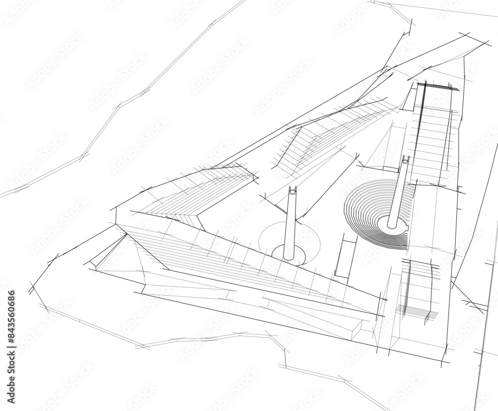 Obraz premium architectural drawing 3d vector illustration