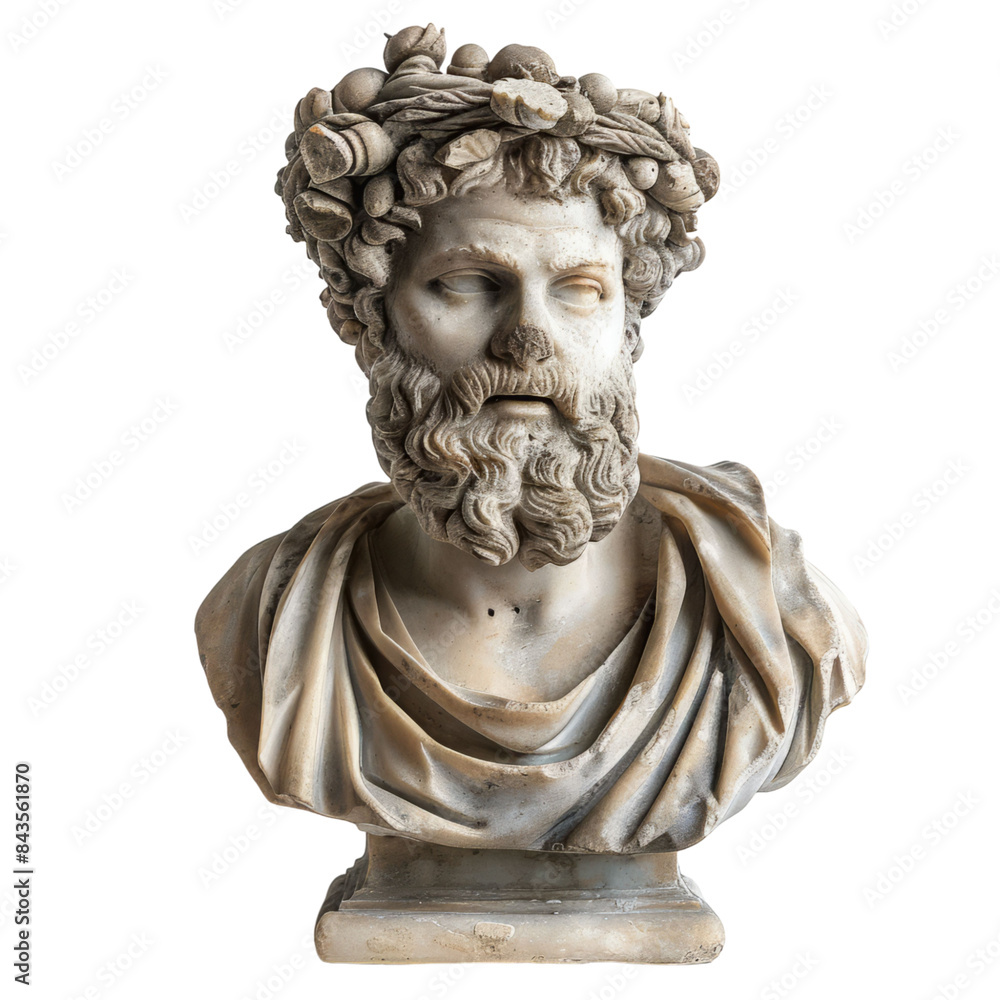 Ancient Roman Bust Sculpture of a Man with a Wreath on His Head Ancient Roman Bust Sculpture of a Man with a Wreath on His Head