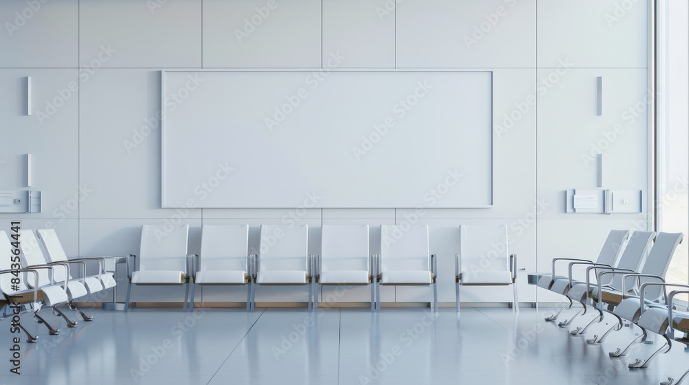 Naklejka premium mockup of an empty white room with poster on the wall