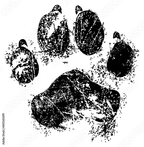 black silhouette of a dog's paw print without background