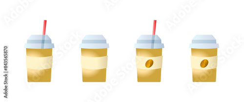Coffee Set Icons. Coffee in a Cup Icons. Flat style. Vector icons.