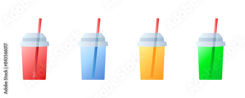 Cocktail set icons. Colored Cocktail Icons. Flat style. Vector icons.